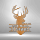 Deer Head Monogram - Steel Sign