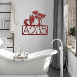 Man Surfer House Number Metal Sign