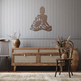 Meditation Woman Floral Metal Wall Art