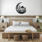 Moon and Mushroom Metal Wall Art