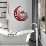 Moon and Mushroom Metal Wall Art