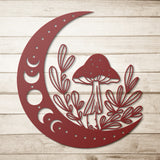 Moon and Mushroom Metal Wall Art