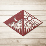Mountain Nature Scene Day vs Night Metal Wall Art