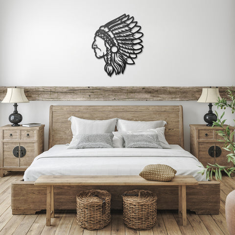 Native American Chief Metal Wall Art