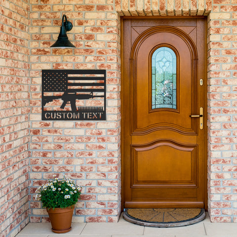 Personalized AR-15 US Flag Metal Wall Art