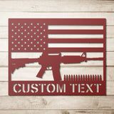 Personalized AR-15 US Flag Metal Wall Art