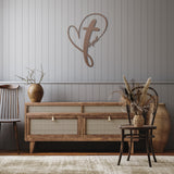 Personalized Cross Heart Metal Sign