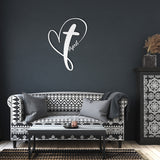 Personalized Cross Heart Metal Sign