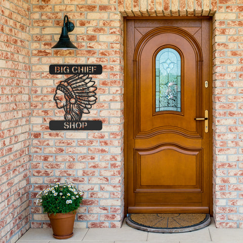 Personalized Native American Chief Metal Wall Art