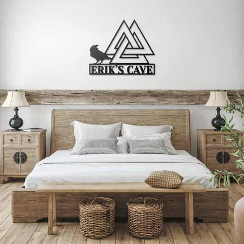 Personalized Valknut Raven Metal Wall Art