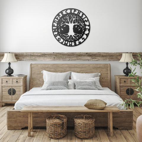 Viking Runes with Celtic Tree of Life Metal Art