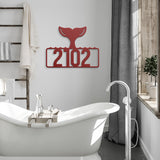 Whale Tail House Number Metal Sign