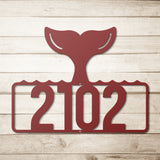 Whale Tail House Number Metal Sign
