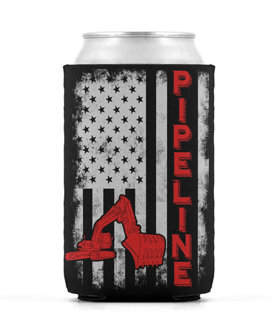 Pipeline US Flag Excavator Can Sleeve